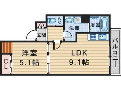 プリヴェ豊中曽根(1LDK/2階)の間取り写真