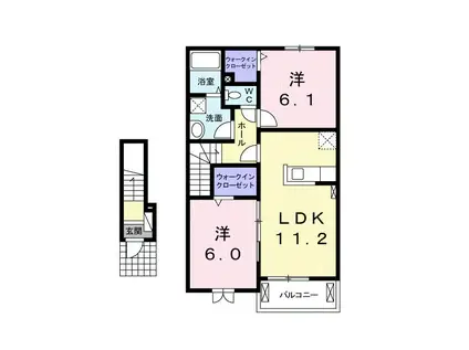 コスモス(2LDK/2階)の間取り写真