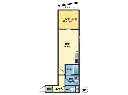 メゾン・ドゥ・アッシュ松戸(1LDK/3階)の間取り写真