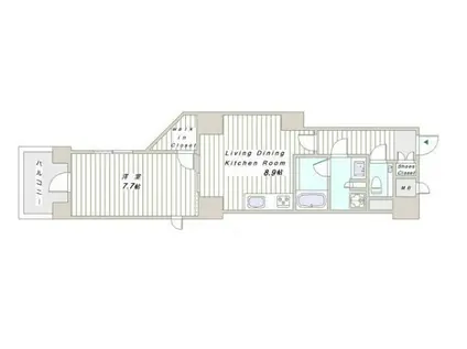 ポレスター千代田御茶ノ水(1LDK/8階)の間取り写真