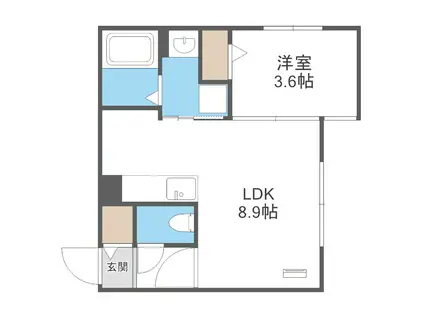 AND-HONDORI(1LDK/3階)の間取り写真