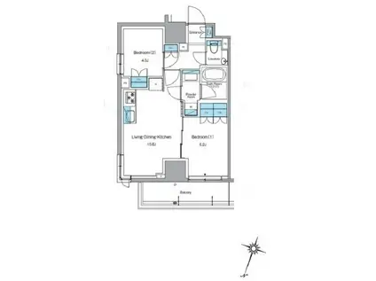 ルフォンプログレ渋谷ヒルトップ(2LDK/6階)の間取り写真