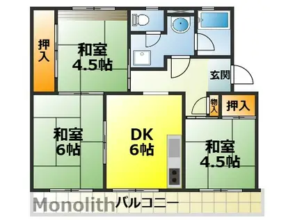光明台30号棟(3DK/2階)の間取り写真