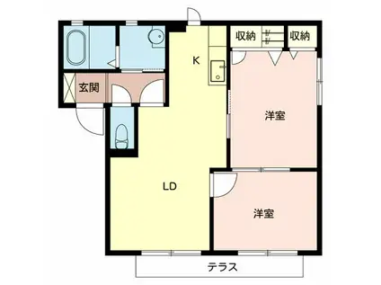 ディアス福泉(2LDK/1階)の間取り写真