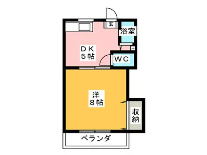 コーポ村松II(1DK/3階)の間取り写真