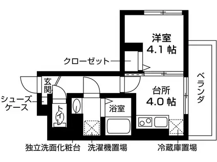 GRAMM東小野堀町A(1K/2階)の間取り写真