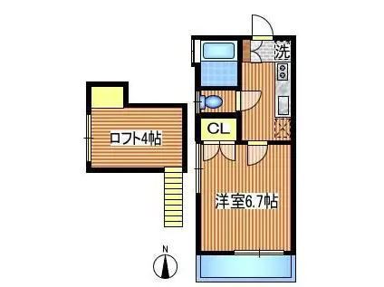 大澤ハイム(1K/2階)の間取り写真
