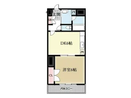 マスゼンビル(1DK/3階)の間取り写真