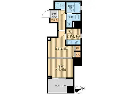 クリオ戸越銀座壱番館(1DK/3階)の間取り写真