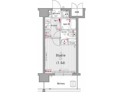 ガーラ横濱南(1K/6階)の間取り写真