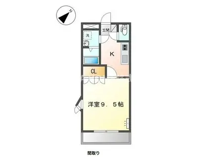 マーヴェラス(1K/2階)の間取り写真