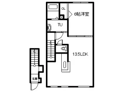 RELIVE(1LDK/2階)の間取り写真