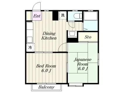 ネピア湘南(2DK/1階)の間取り写真