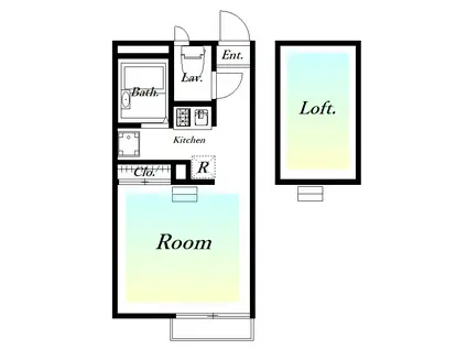 レオパレスリベール(1K/2階)の間取り写真