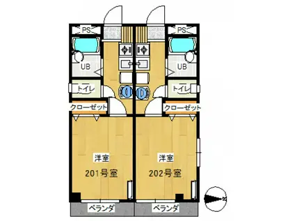 今野ビル(1K/2階)の間取り写真