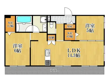 千年メゾン(2LDK/1階)の間取り写真