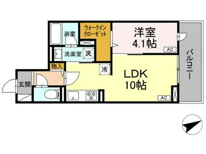 D-RESIDENCE稲城(1LDK/3階)の間取り写真