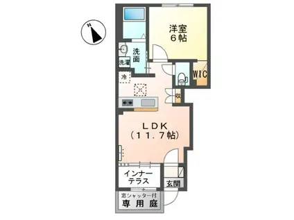 メゾン・フレグランス(1LDK/1階)の間取り写真