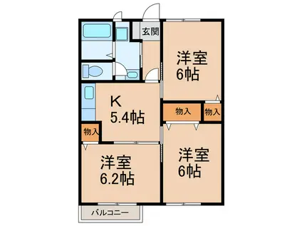 プレンティー(3DK/2階)の間取り写真
