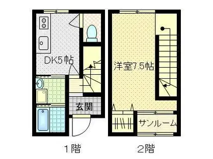 エクシードカレントI棟(1DK/1階)の間取り写真