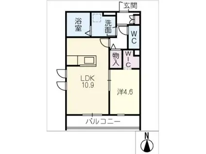 守山区守山三丁目計画A棟(1LDK/2階)の間取り写真