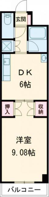 第6水野マンション(1DK/2階)の間取り写真