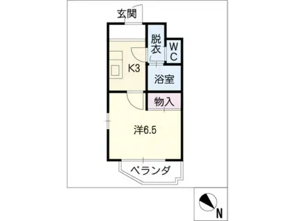 ドミール本山(1K/1階)の間取り写真