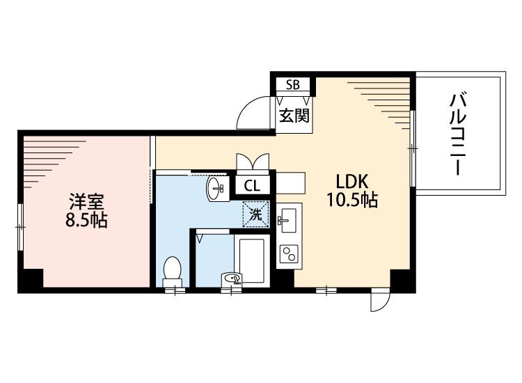 カーサ関大前(1LDK/1階)の間取り写真