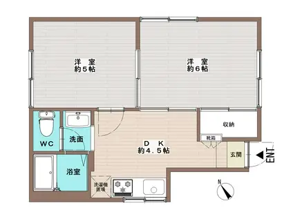 Mフラッツ(2DK/1階)の間取り写真