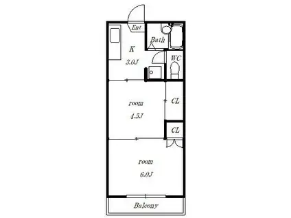 パールハイツII(2K/1階)の間取り写真