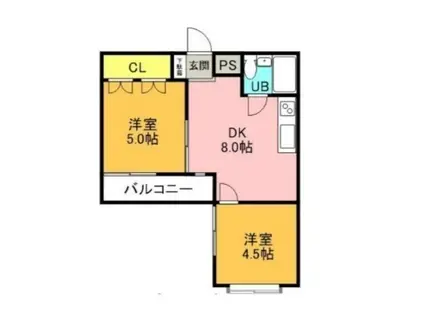 エルドラド香貫(2DK/2階)の間取り写真