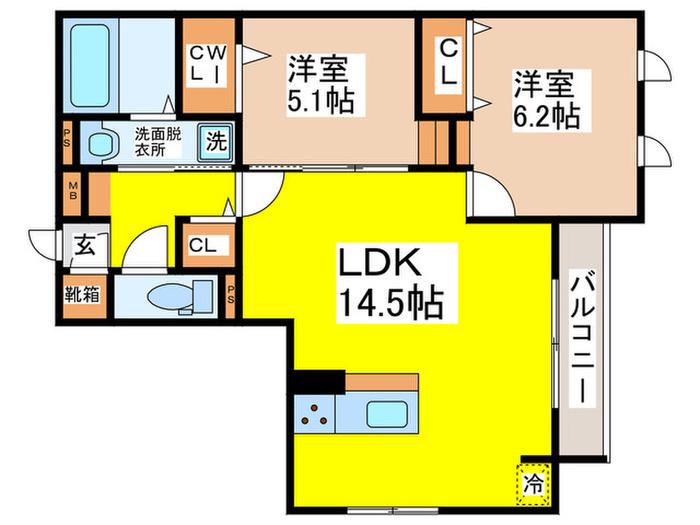 メゾン ド セリジエ(2LDK/1階)の間取り写真
