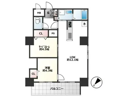 グランデュール富士(1SLDK/10階)の間取り写真