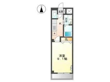 ルミエール(1K/2階)の間取り写真