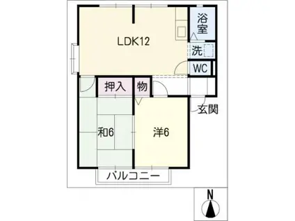 サンビレッジ小熊(2LDK/2階)の間取り写真