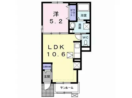 サン・マーレンIII(1LDK/1階)の間取り写真