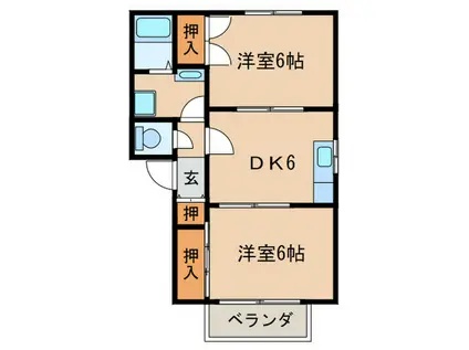 エクセルシオール2(2DK/1階)の間取り写真