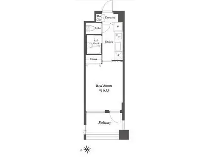 シンシア白金高輪PACE(1K/5階)の間取り写真