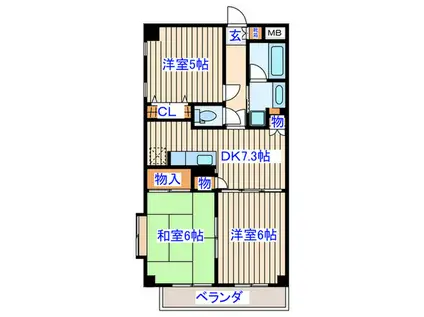 グレース沖野(3DK/5階)の間取り写真