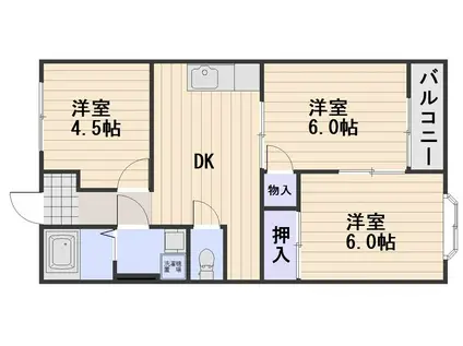 リレイズ葉月 I(3DK/2階)の間取り写真