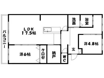 LUMIUS SANARUDAI(2SLDK/3階)の間取り写真
