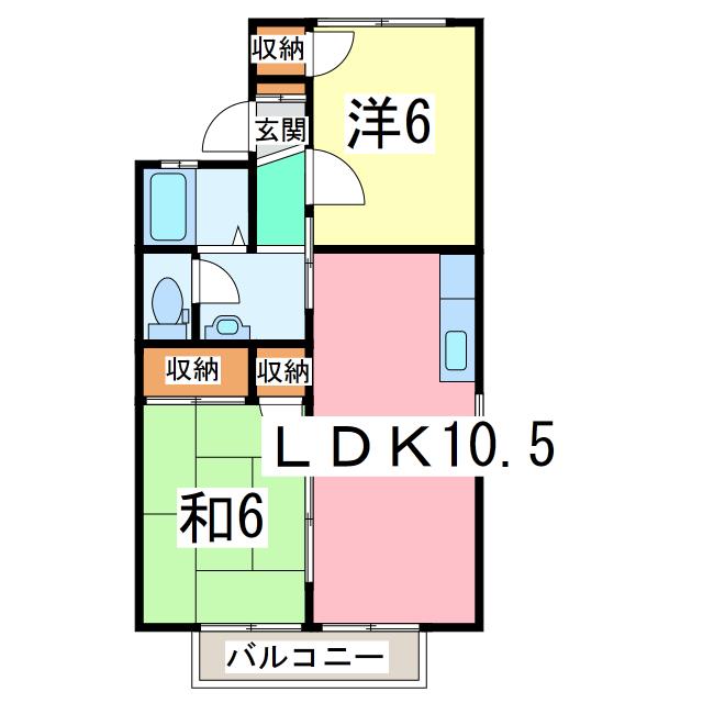 プレミールハイツ弐番館(2LDK/1階)の間取り写真
