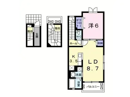 プラーンドル I(1LDK/3階)の間取り写真