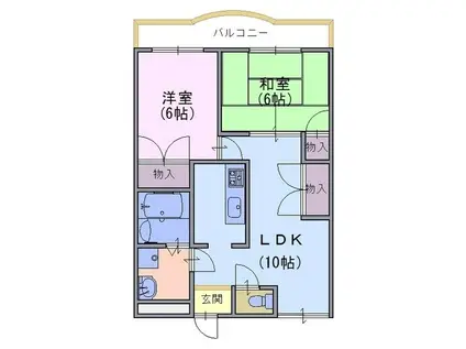 サンバースト山崎(2LDK/3階)の間取り写真