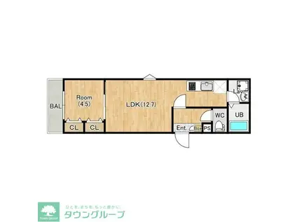 ジーメゾン千葉村田町エベッラ(1LDK/1階)の間取り写真