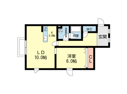 クリスタルハイツII(1LDK/1階)の間取り写真