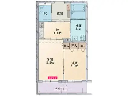 HEARTFUL PLATINUM(2DK/1階)の間取り写真