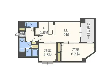 アーデンタワー北堀江(2LDK/11階)の間取り写真