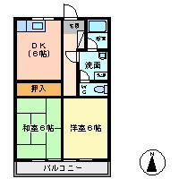 ドミール(2DK/1階)の間取り写真
