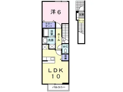アルコバレーノ(1LDK/2階)の間取り写真
